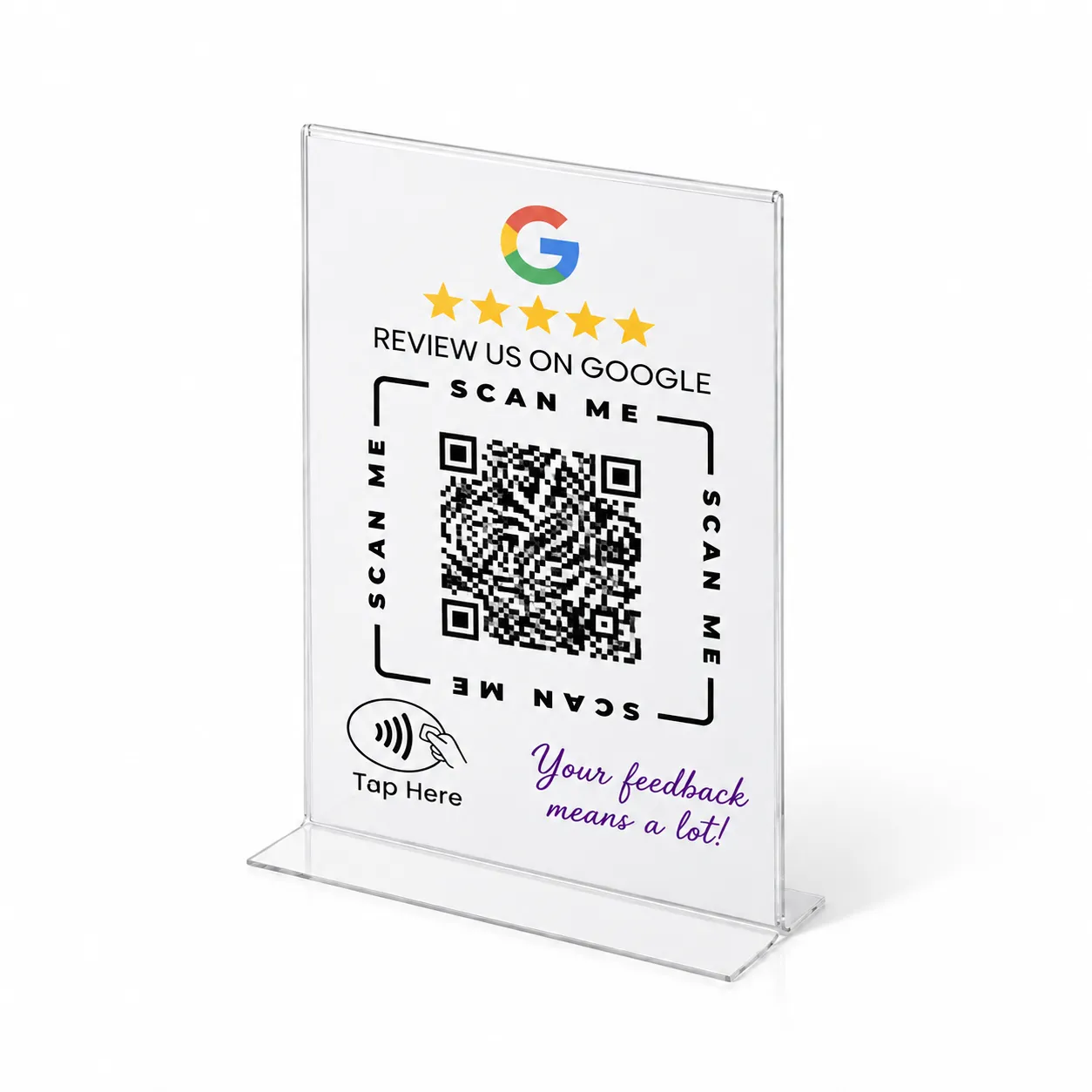 Acrylic Google Review Stand Google Review NFC & QR Stand - Image 1